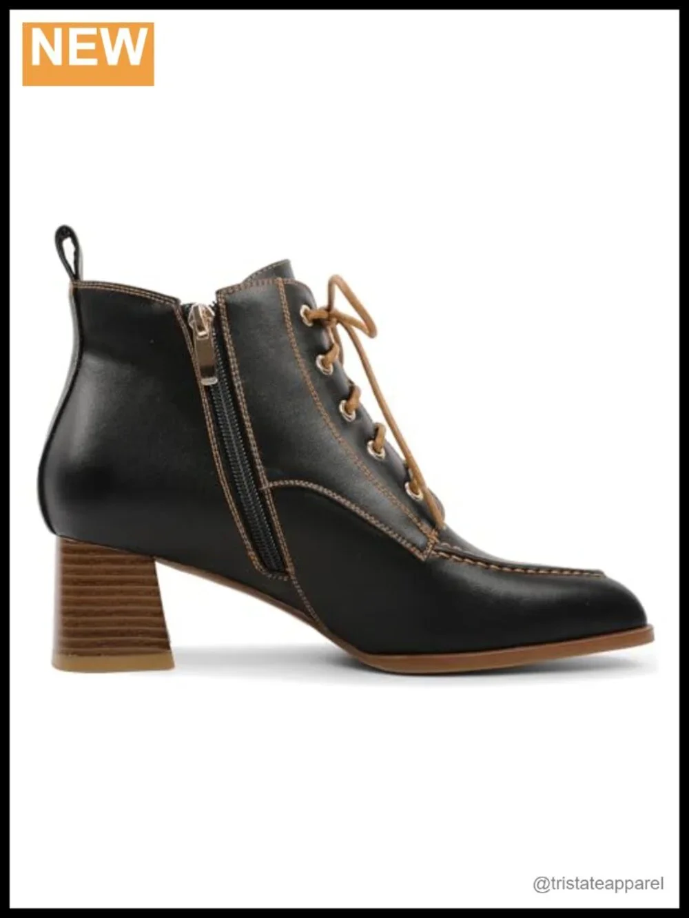 Women's Ankle Boots Pointed Toe Lace Up Chunky Heel Booties Comfortable